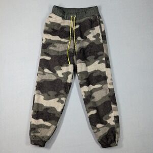 Eddie Bauer Womens XS Camo Sherpa Fleece Joggers Green Gray Elastic Waist Pants